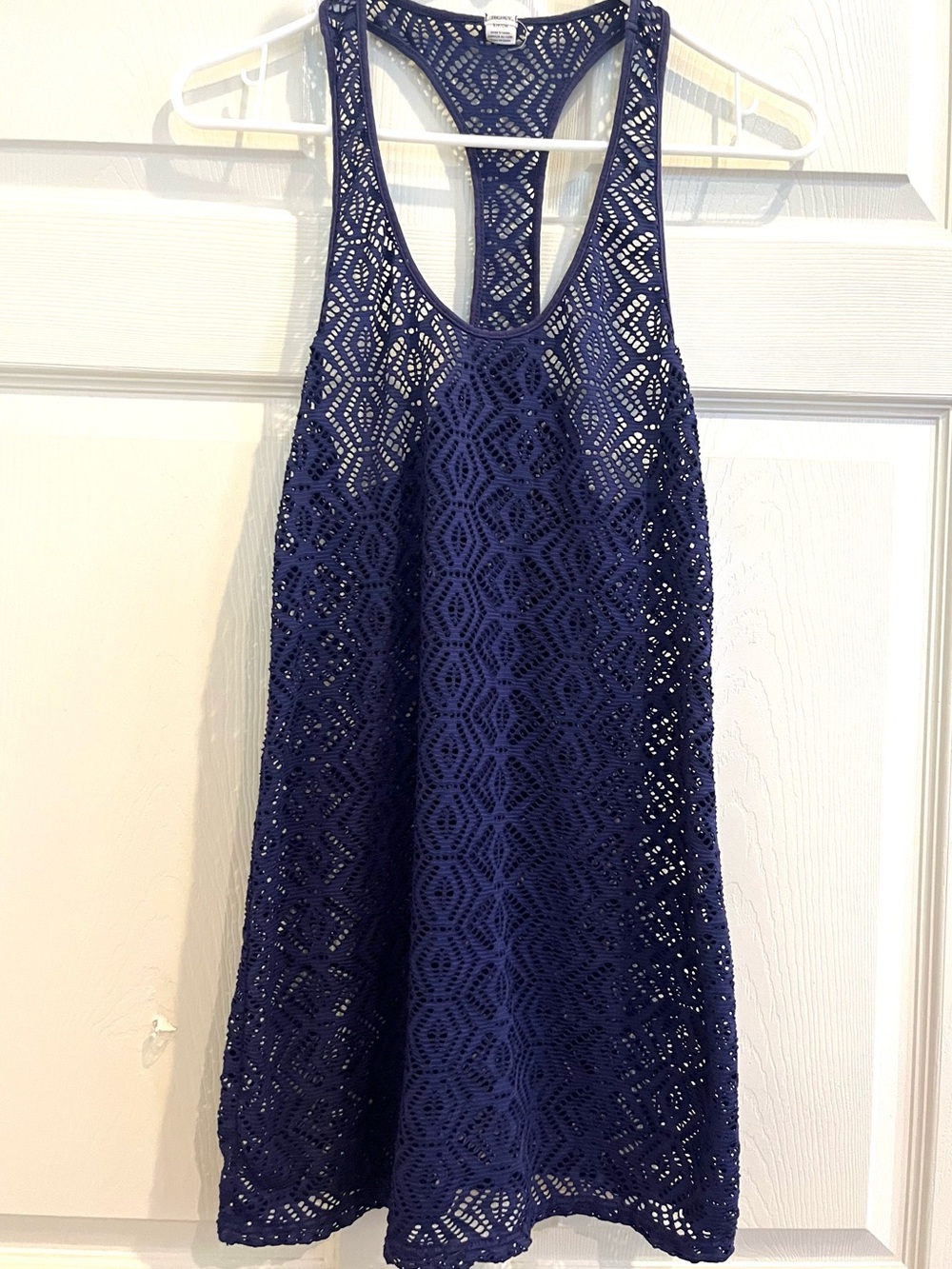 ROXY navy Crochet Racerback Swim Coverup/Top